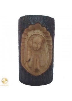 Handmade carved wood Mother of God praying 