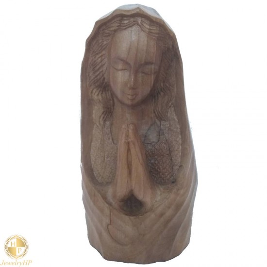 Handmade carved wood Of Mother of God praying