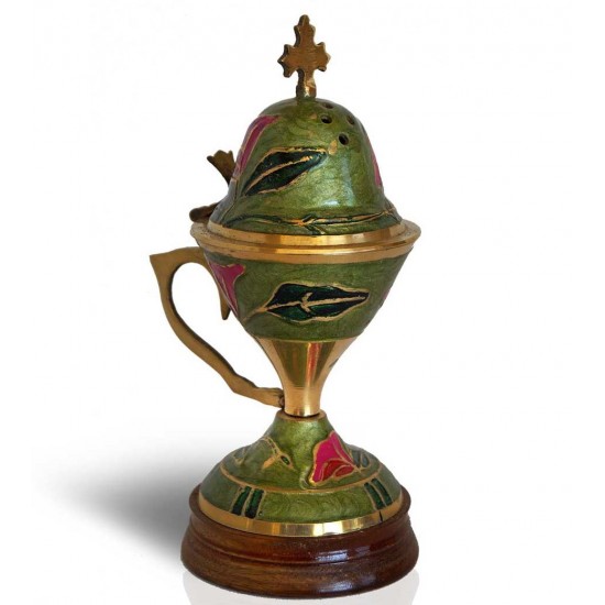 Μπρούτζινο Θυμιατό με ξύλινη βάση