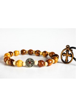 Olive-wood bracelet and neck cross
